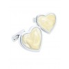 Enamel 170 - Bouton de manchette en forme de cœur en émail de couleur beige ivoire ﻿