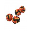 Knot 610 - Bouton de manchette en Passementerie rouge, noire et orangée.