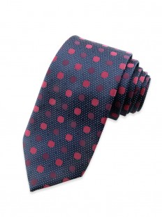 Cravate noire à pois rouge framboise