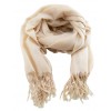 Scarf 60 - Écharpe Homme ou Femme en Pashmina et Soie﻿ de couleur champagne.