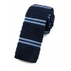 Cravate tricot bleu marine à rayures