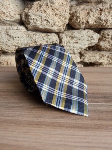 Cravate tartan bleu marine