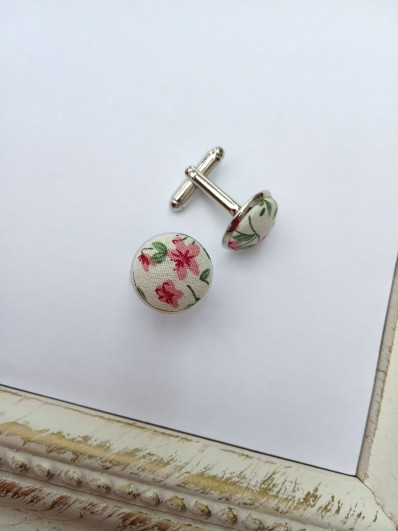 Boutons de manchettes fleurs Liberty rose