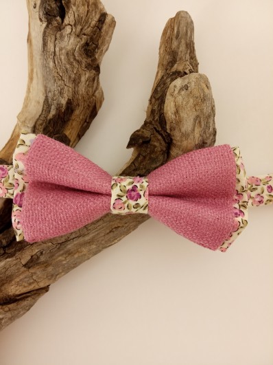 Noeud papillon enfant vieux rose et Liberty