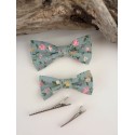 Barrette noeud papillon tissu Liberty bleu