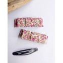 Barrette clic-clac fleurs Liberty rose