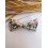 Barrette noeud papillon tissu fleurs marron clair