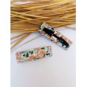 Barrette clic-clac fleurs marron clair