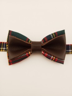 Noeud papillon cuir et Tartan