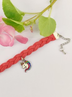 Bracelet tressé licorne émaillée