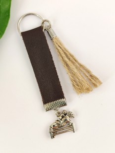 Porte clés cuir avec pendentif cheval