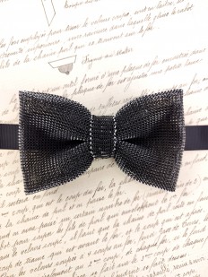 Noeud papillon lurex noir et argent