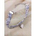 Bracelet Liberty bleu avec breloque coeur personnalisable