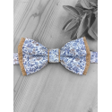 Noeud papillon Liberty bleu sur base liège 