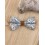 Noeud papillon en liège avec tissu fleurs camel et bleu