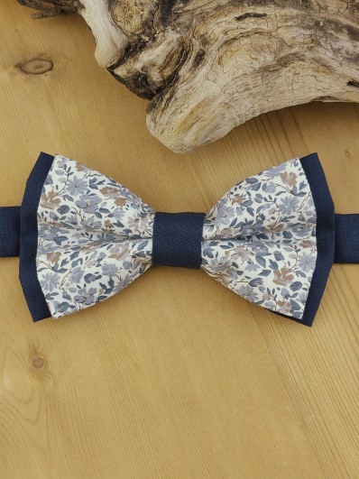 Nœud papillon Liberty bleu sur base bleu marine 