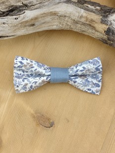 Barrette noeud papillon tissu Liberty bleu