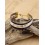 Bracelet manchette cuir et tissu fleurs Terracotta