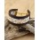 Bracelet manchette cuir et tissu fleurs Terracotta