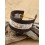 Bracelet manchette cuir et tissu fleurs Terracotta
