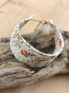 Bracelet manchette en tissu fleurs Terracotta