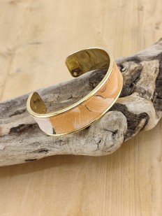 Bracelet manchette laiton et tissu floral