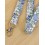 Dragonne porte badge / clés fleurs Sakura bleu