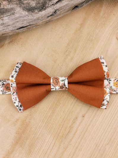 Nœud papillon Terracotta / fleurs orange brûlée