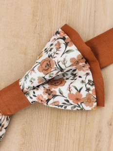 Noeud papillon pour enfant à fleurs orange brûlée et Terracotta