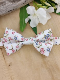 Nœud papillon à fleurs roses et bleues