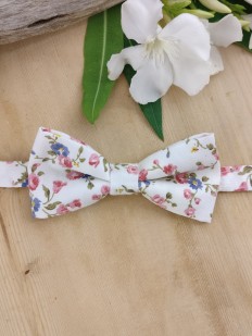 Noeud papillon enfant à fleurs roses et bleues