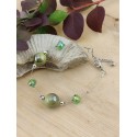 Bracelet fil acier câblé et perles vertes