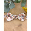 Nœud papillon liège et tissu orange brûlée