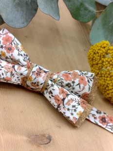 Noeud papillon enfant en liège et Liberty orange brûlée