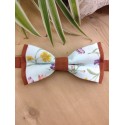 Noeud papillon enfant vert tendre et terracotta/noisette