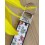 Porte clés cuir et tissu à fleurs bordeaux et sauge