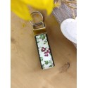 Porte clés cuir et tissu floral