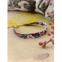 Bracelet tissu bordeaux à fleurs