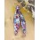 Porte clés foulard bordeaux à fleurs