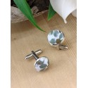 Boutons de manchettes fleurs vert sauge