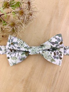 Noeud papillon fleurs vert sauge