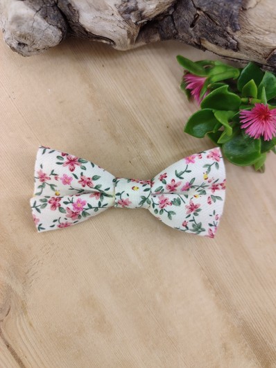 Barrette noeud papillon Liberty rose