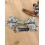 Nœud papillon double fleuri bleue, terracotta et vert