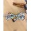 Noeud papillon double fleuri bleu, terracotta et vert