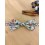 Noeud papillon double fleuri bleu, terracotta et vert