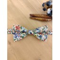 Noeud papillon fleuri bleu, terracotta et vert pour enfant
