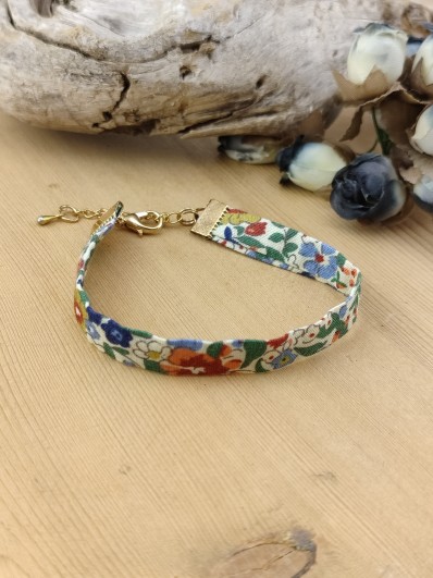 Bracelet tissu fleuri