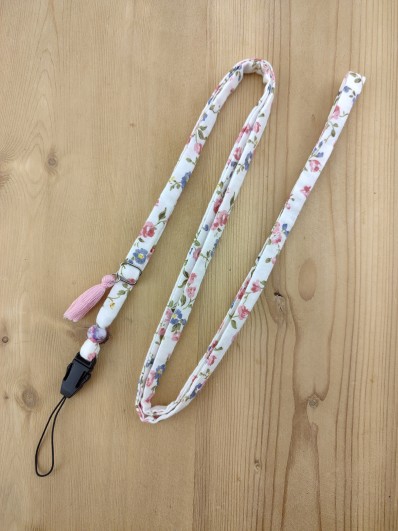 Cordon téléphone Liberty rose et bleu