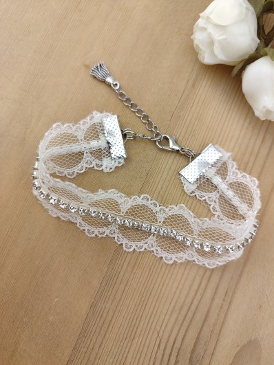 Bracelet dentelle blanche