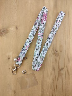 Cordon téléphone rose et vert sauge